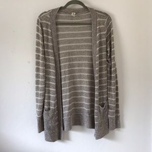 Tan Stripped Long Cardigan